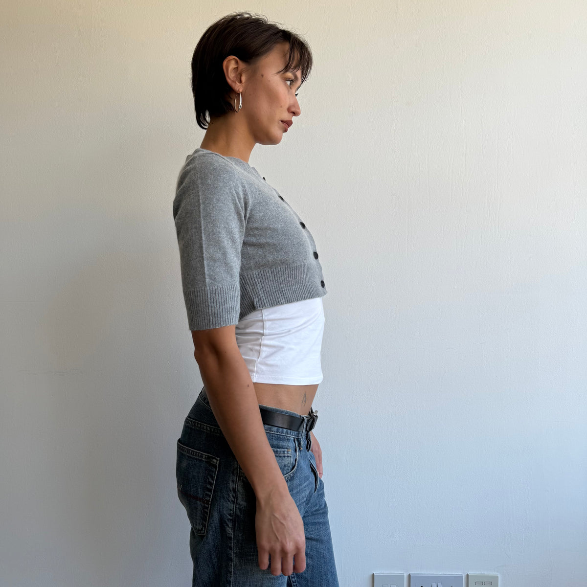 Grey cropped cardi - Size S