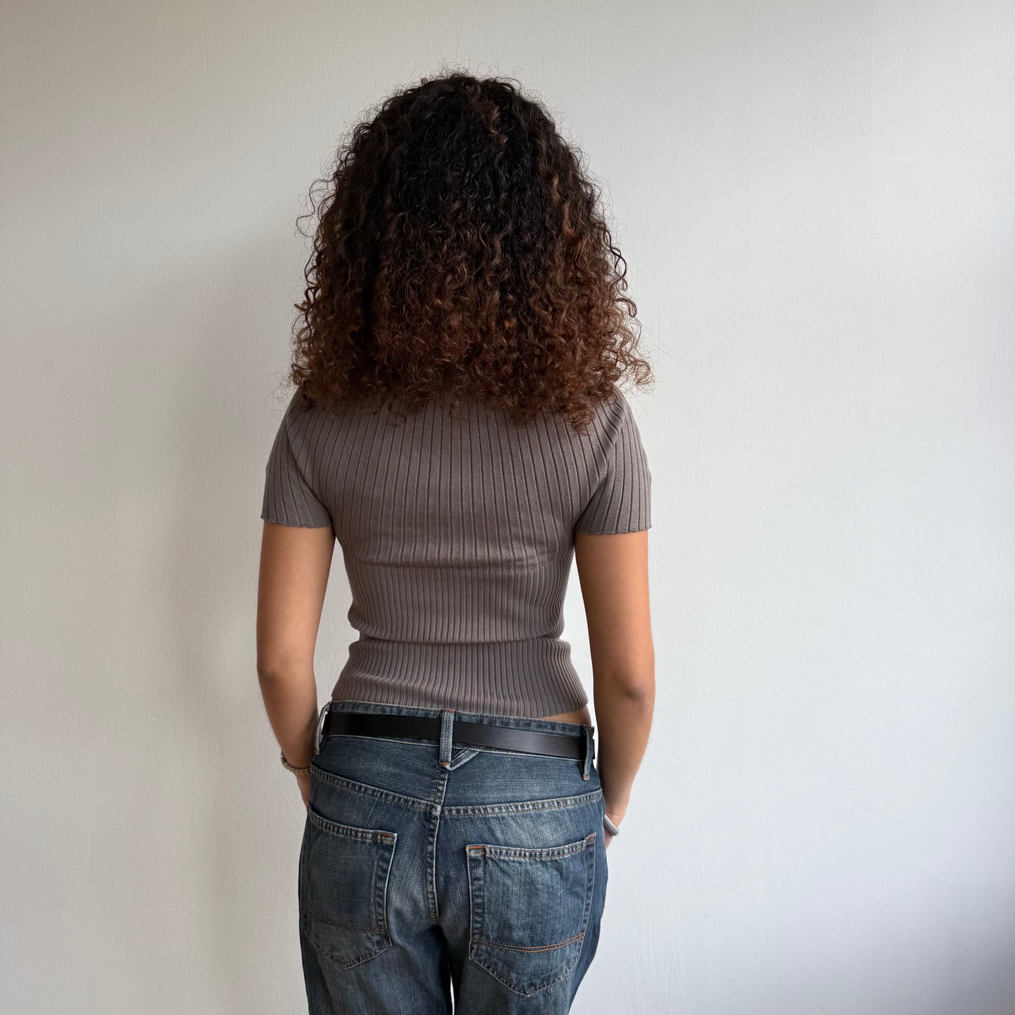 Taupe short sleeve knit - Size XS/S