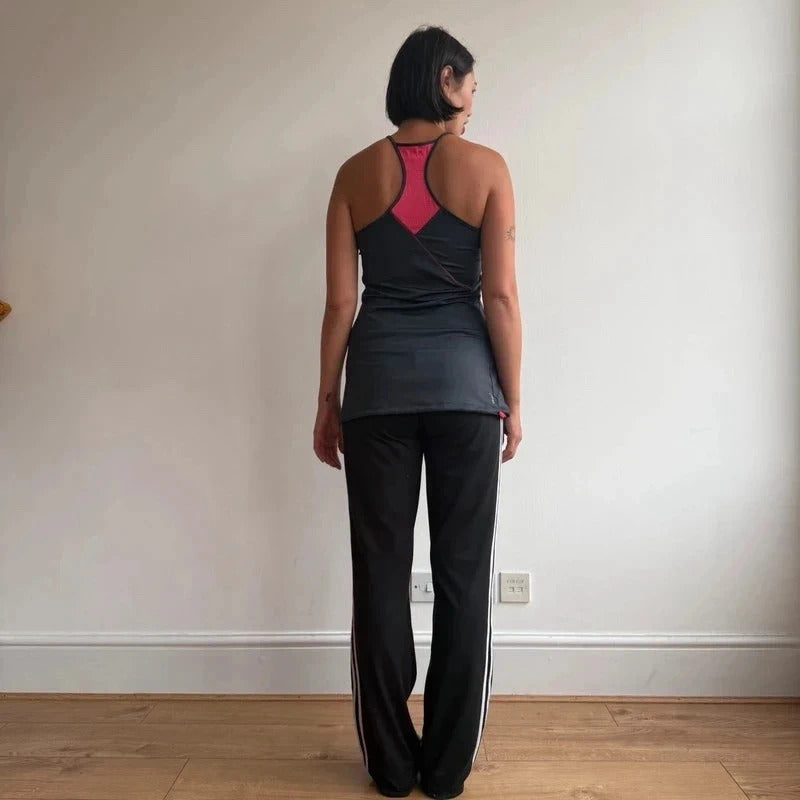 Charcoal + pink long gym top - Size M
