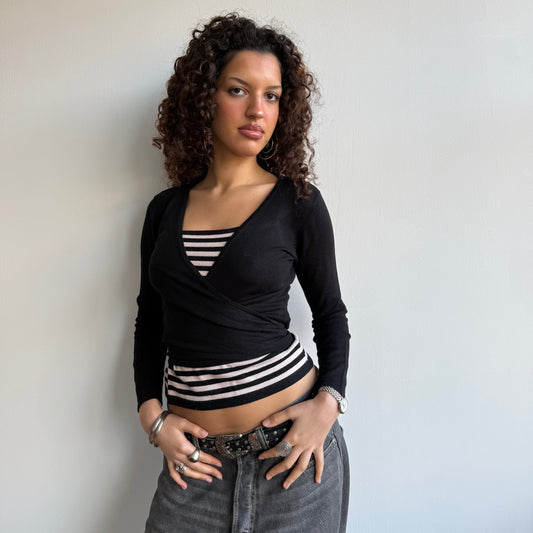 Striped ballet wrap knit - Size S