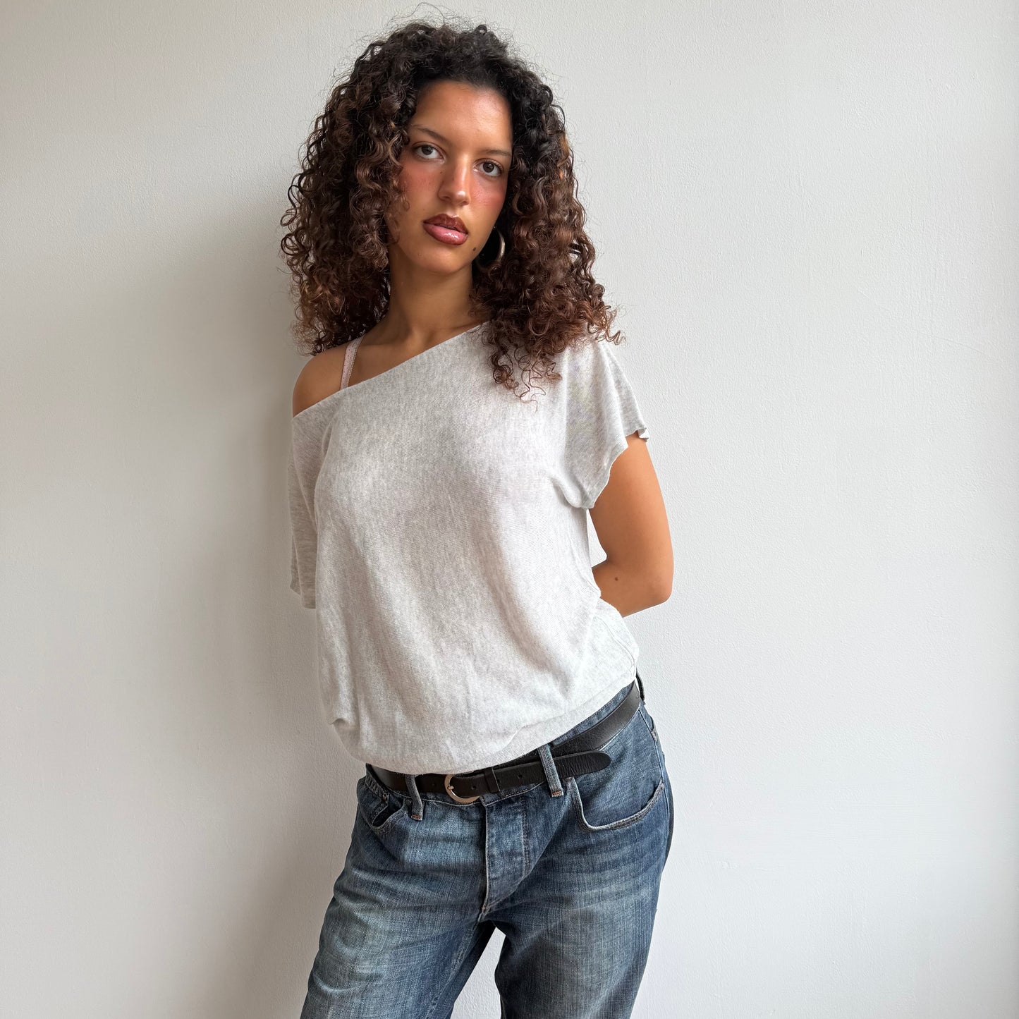 Grey short sleeve fine knit - Size M