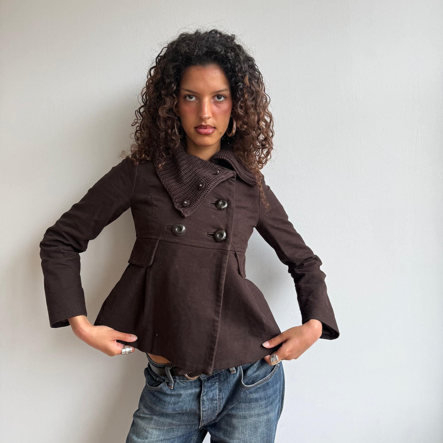 Brown double breasted peacoat - Size S