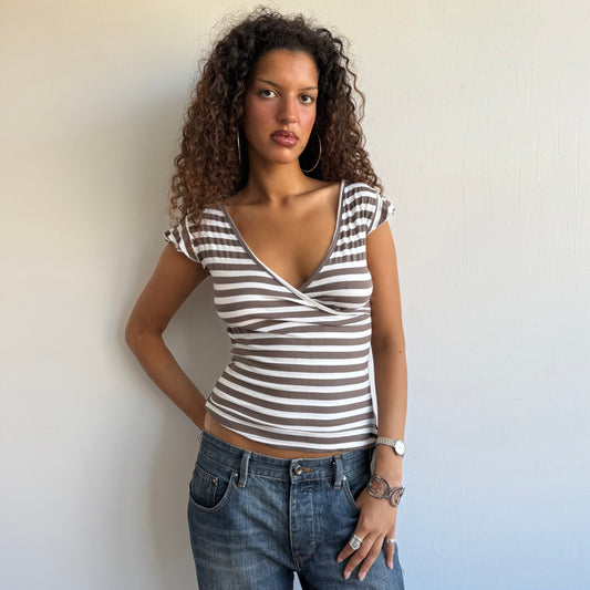 Light brown stripe top - Size S