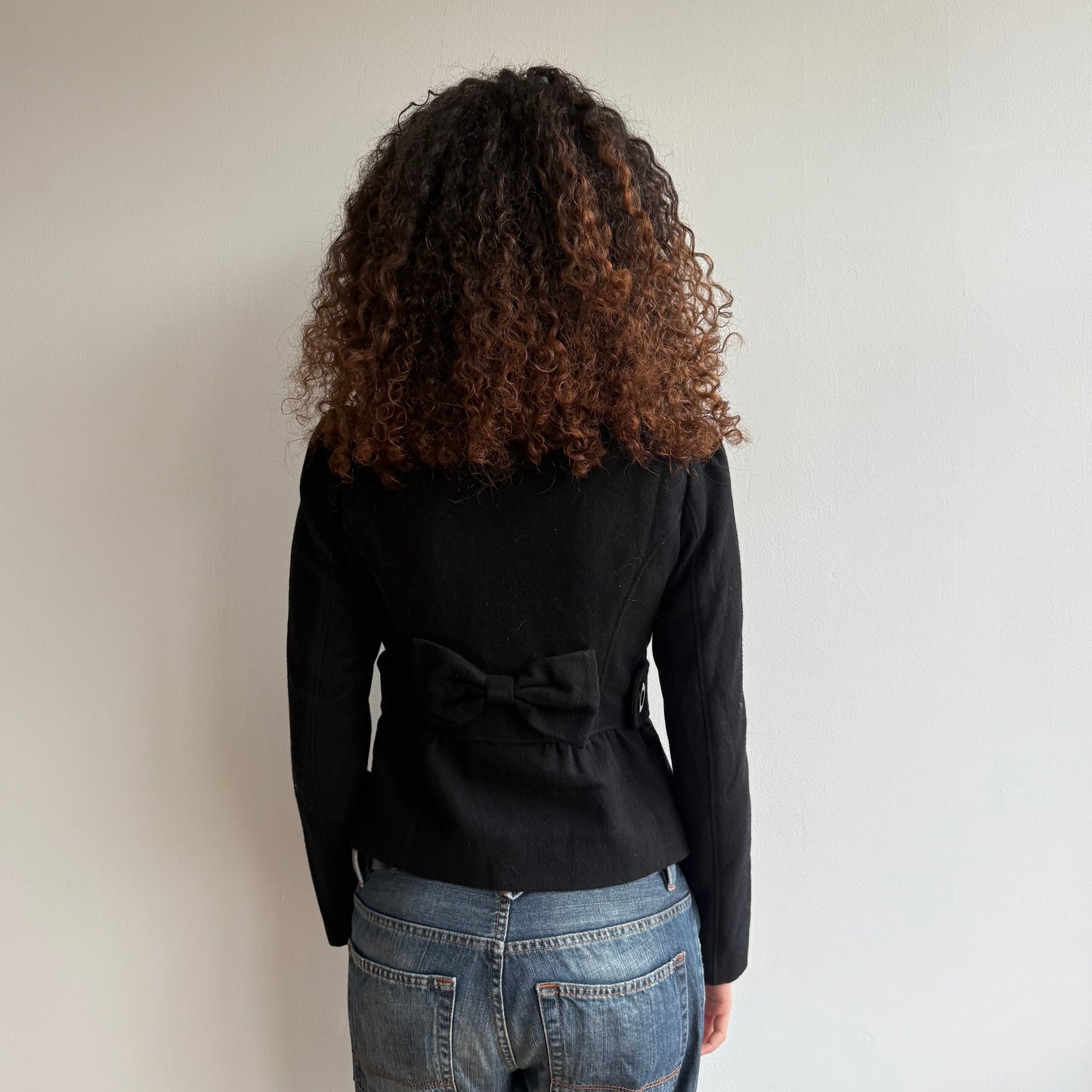 Black bow peacoat - Size S