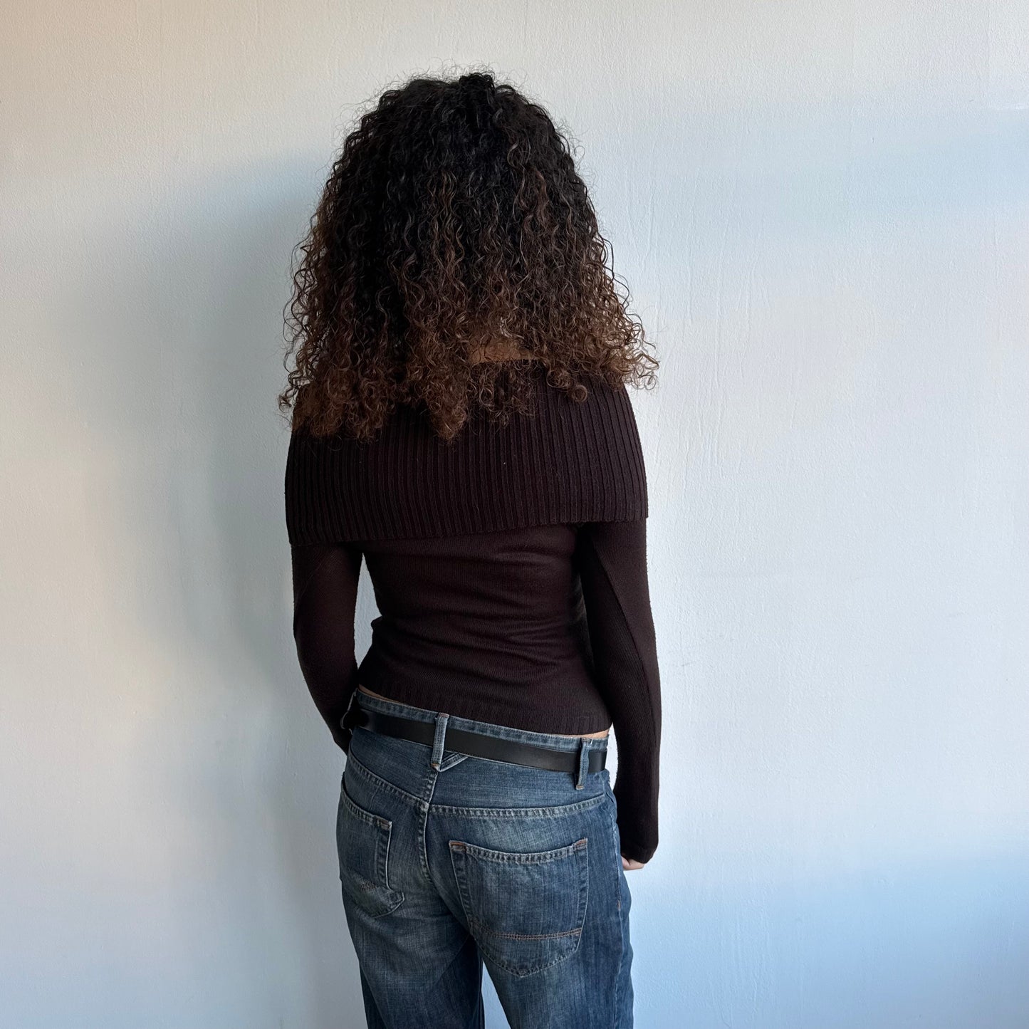 Brown Bardot knit jumper - Size S
