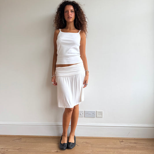 White ruched waist midi skirt - Size S