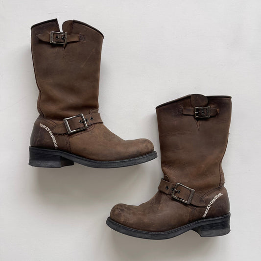 Brown Harley Davidson boots - Size UK6/EU39