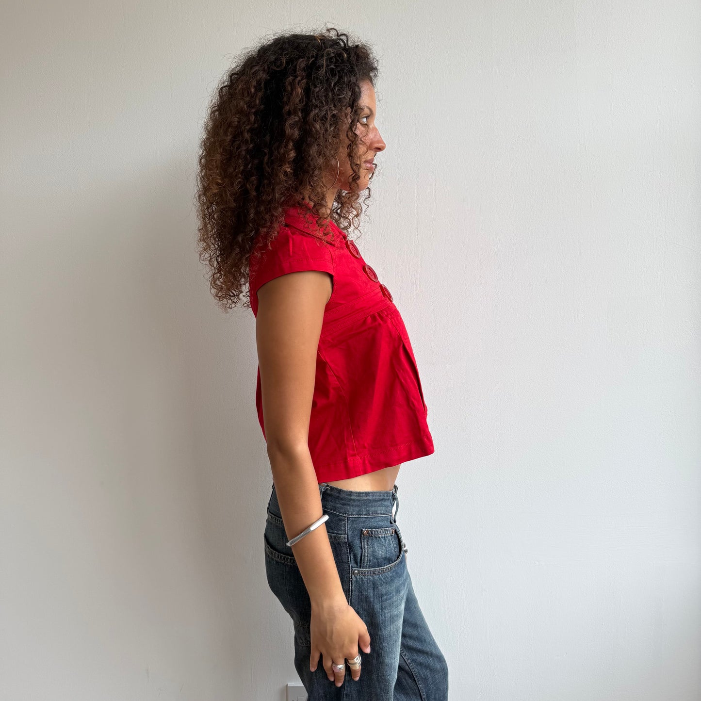 Red short sleeve peacoat - Size S