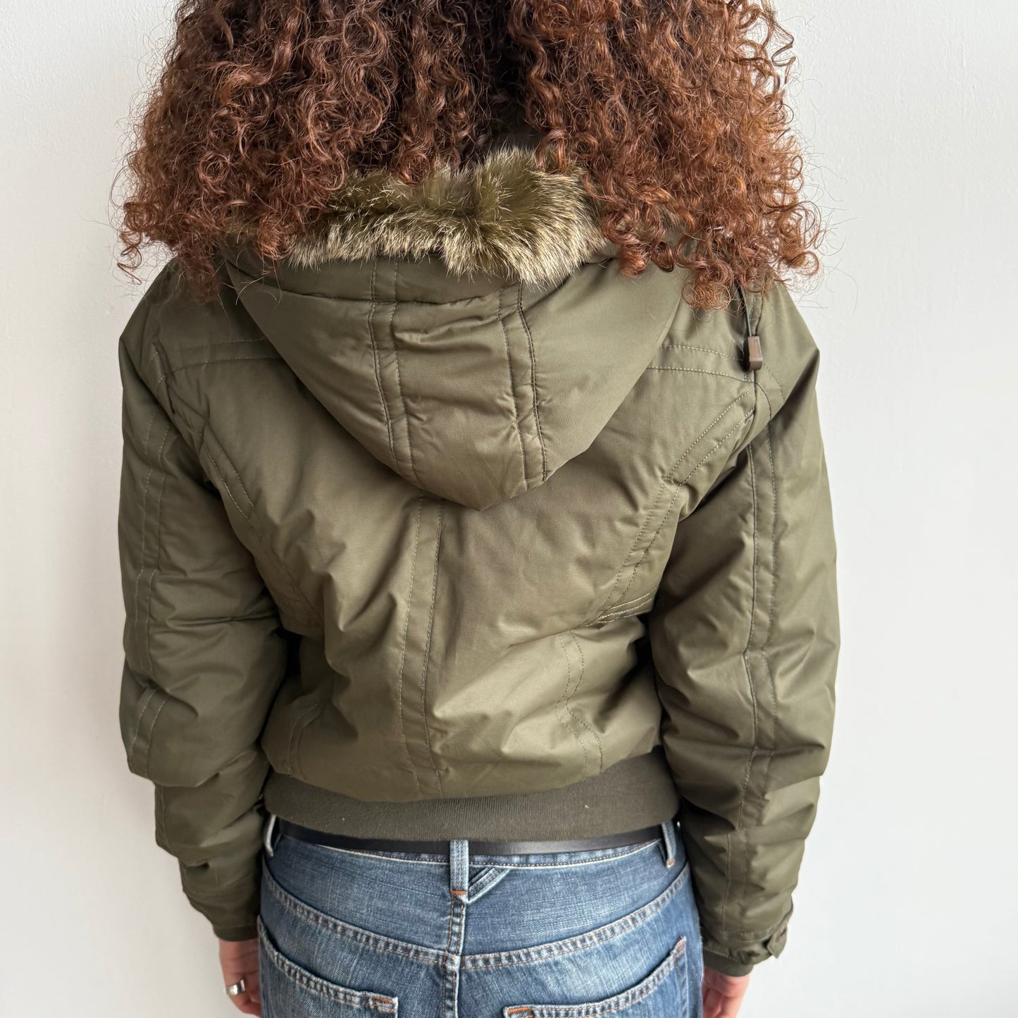 Khaki fur hood bomber - Size S/M