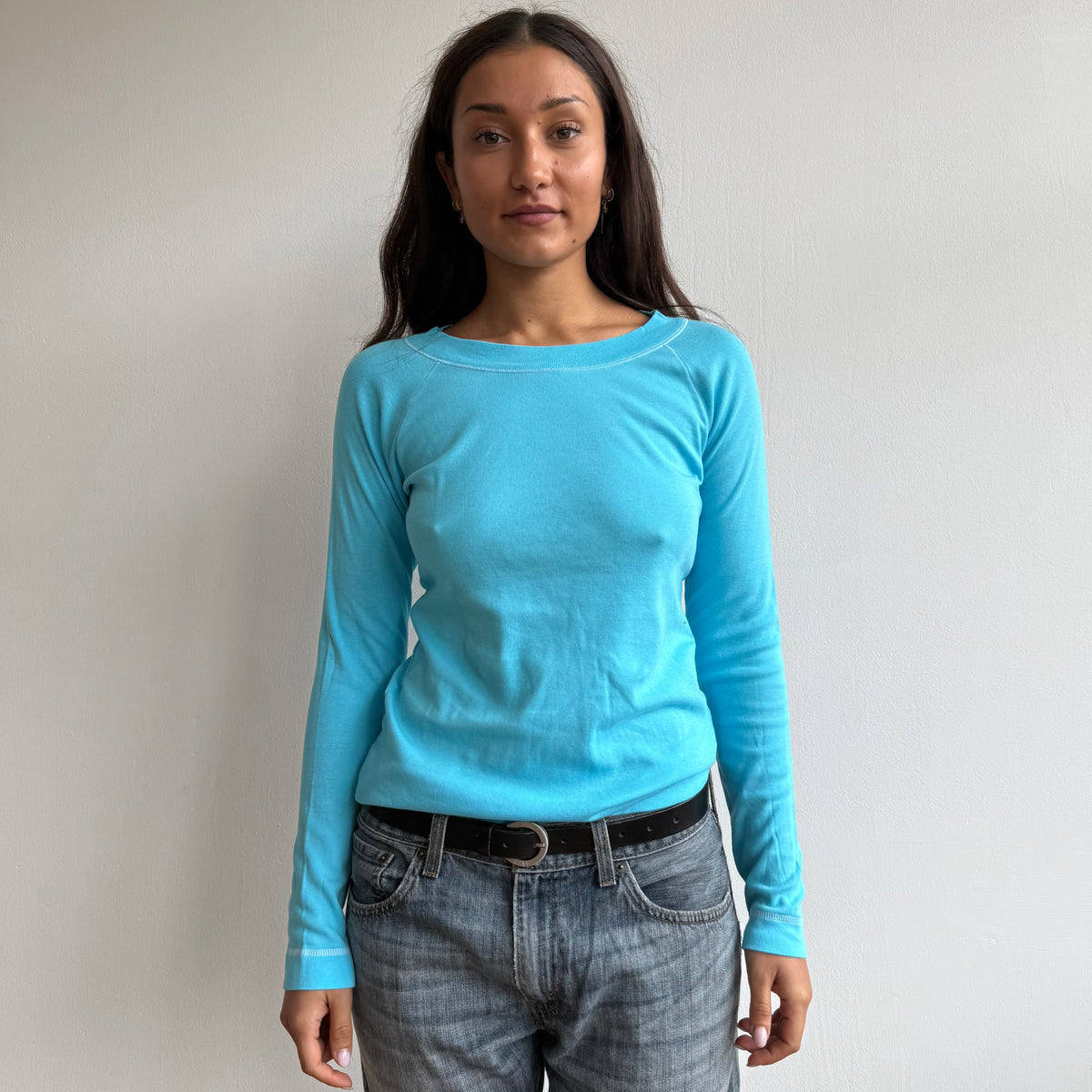Turquoise stitch top - Size S-M