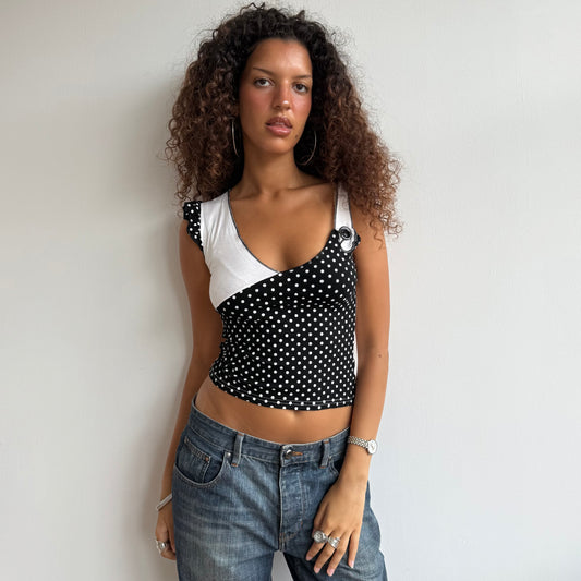 White polka dot wrap top - Size S