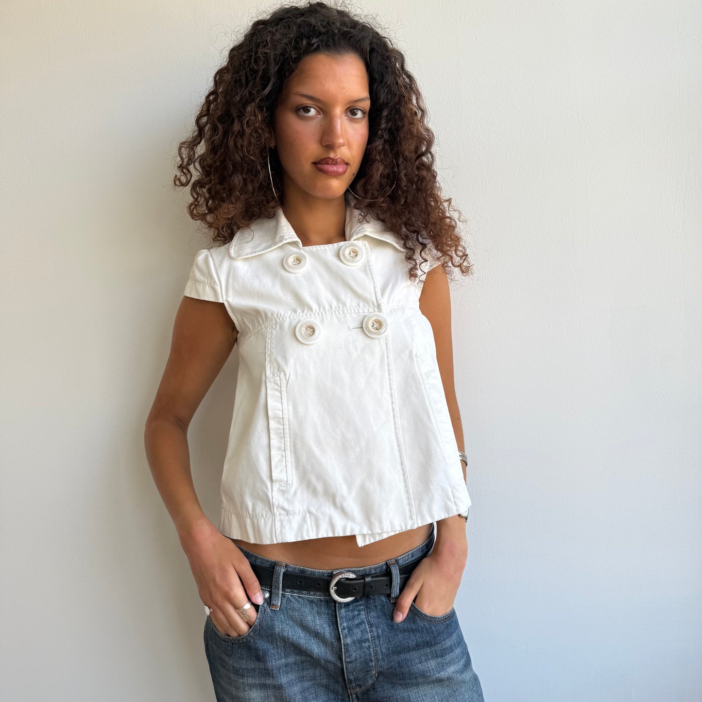 White short sleeve peacoat - Size S