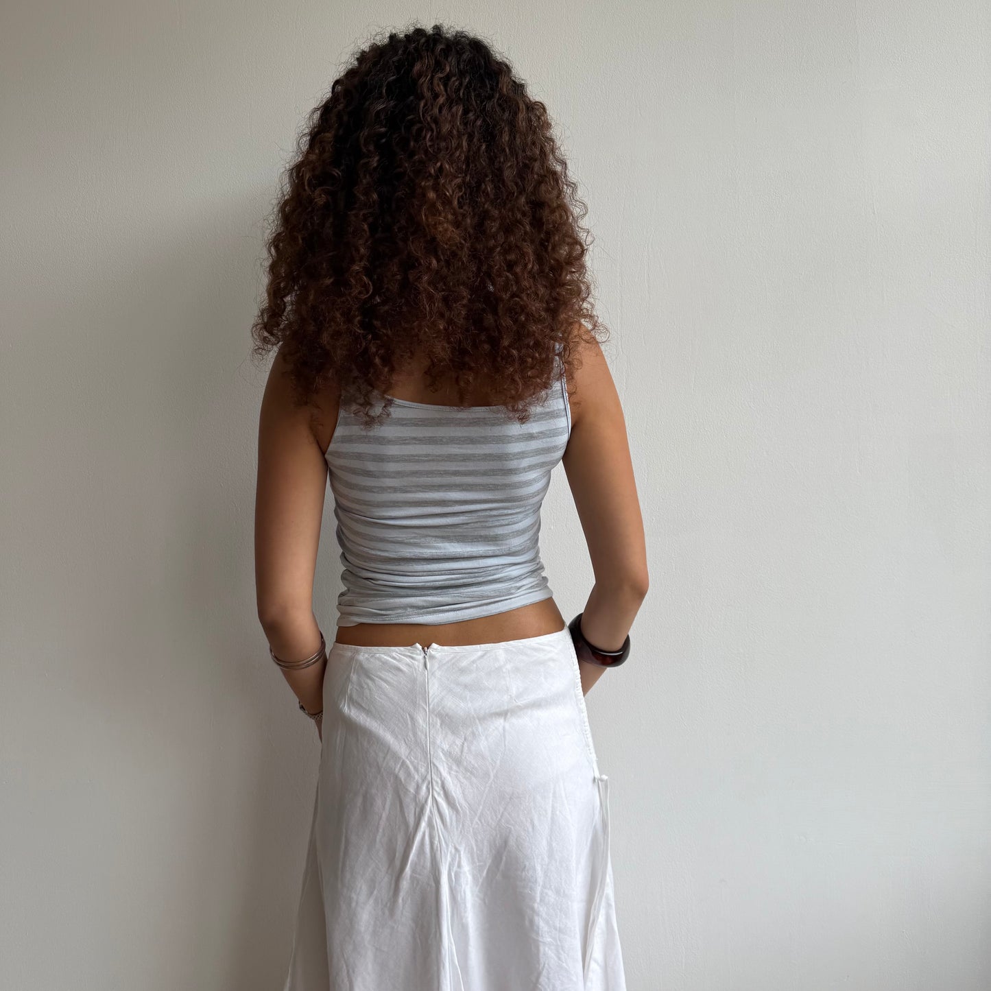 Grey + blue striped cami - Size S