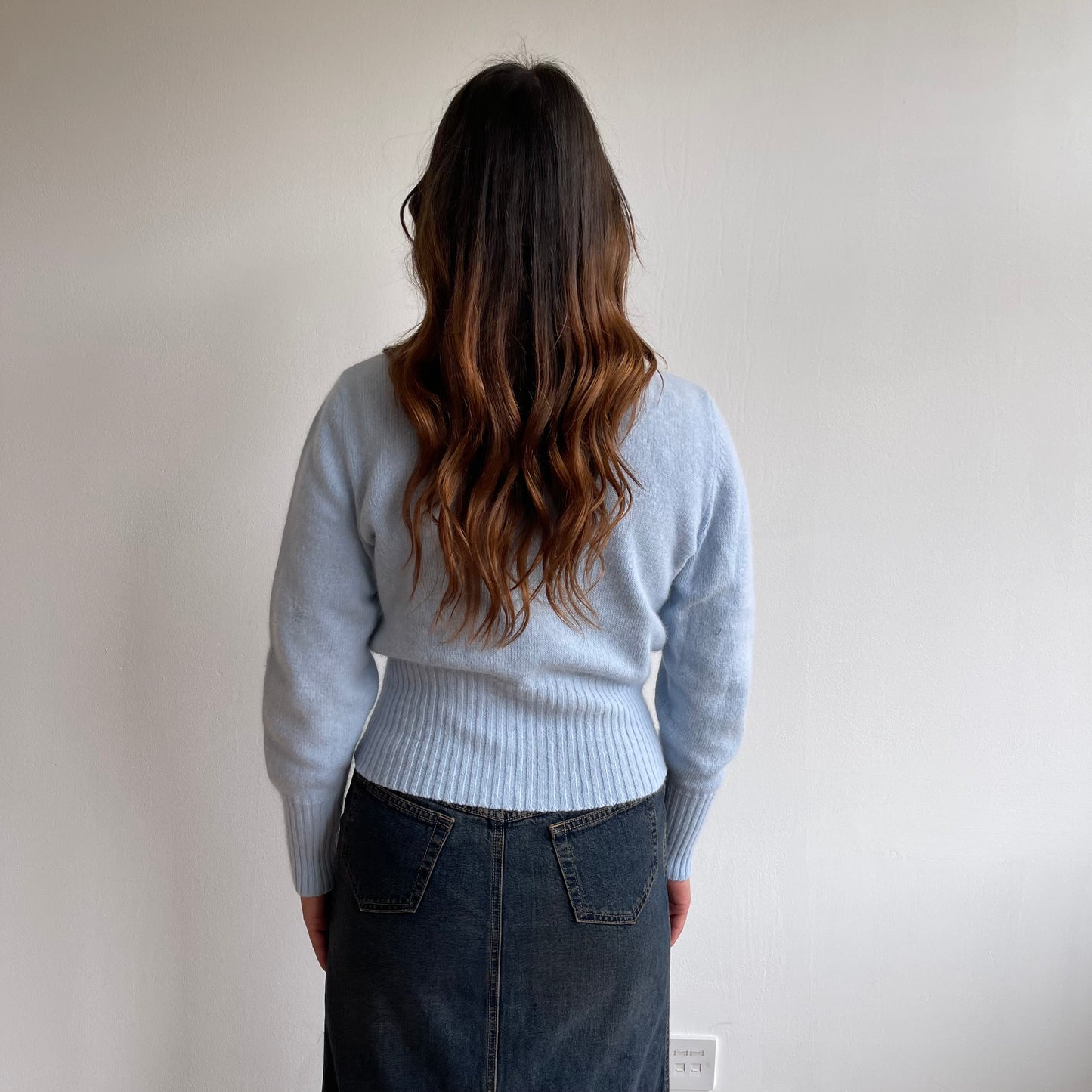 Blue angora roll neck jumper - Size S