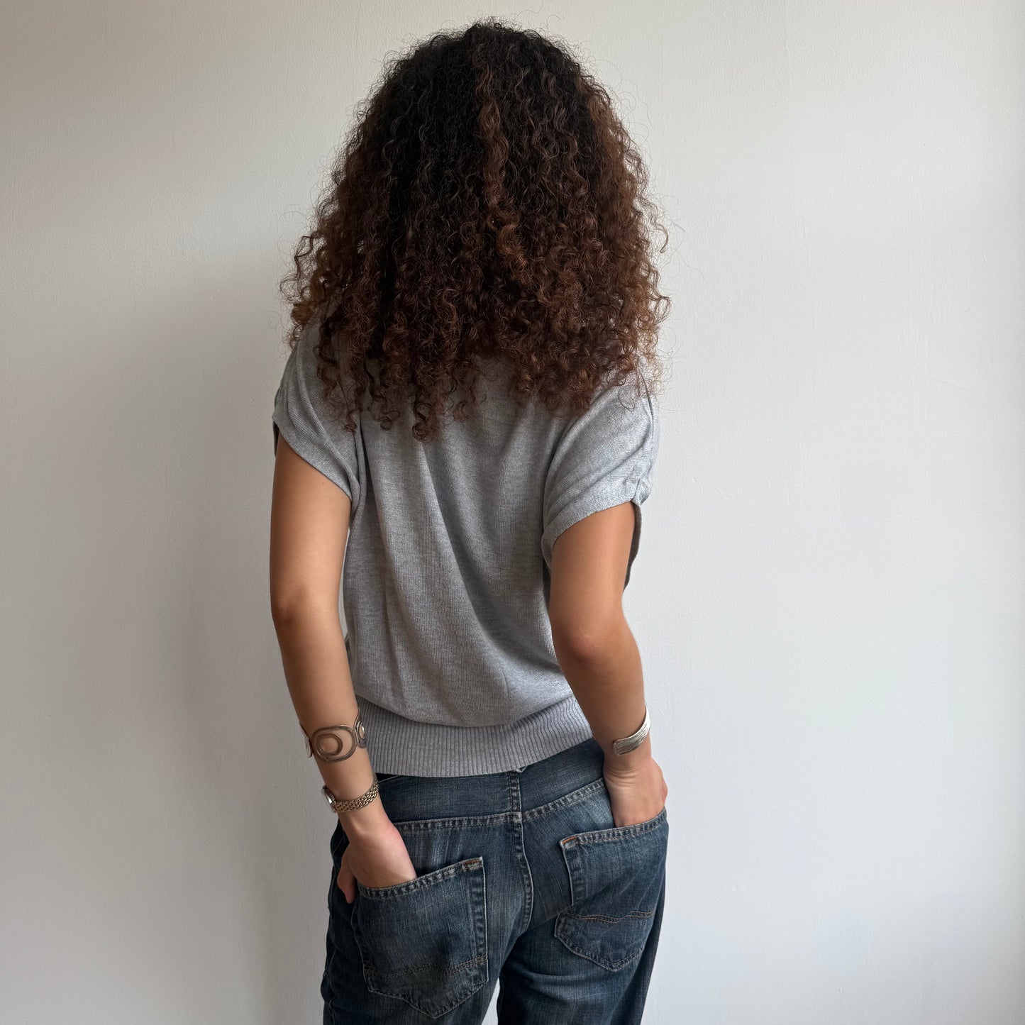 Light grey slouchy knit jumper - Size S