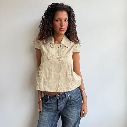Beige short sleeve peacoat - Size M