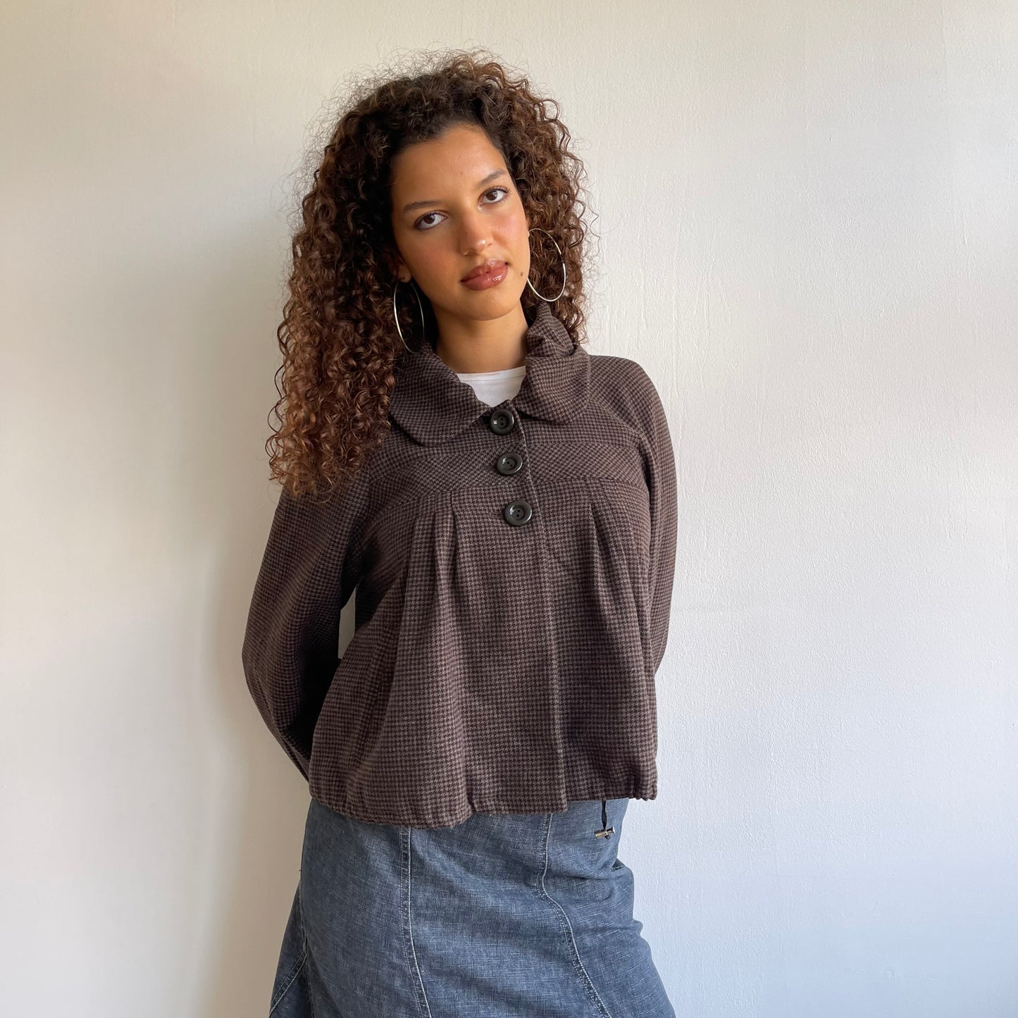 SPORTMAX Brown houndstooth peacoat - Size M