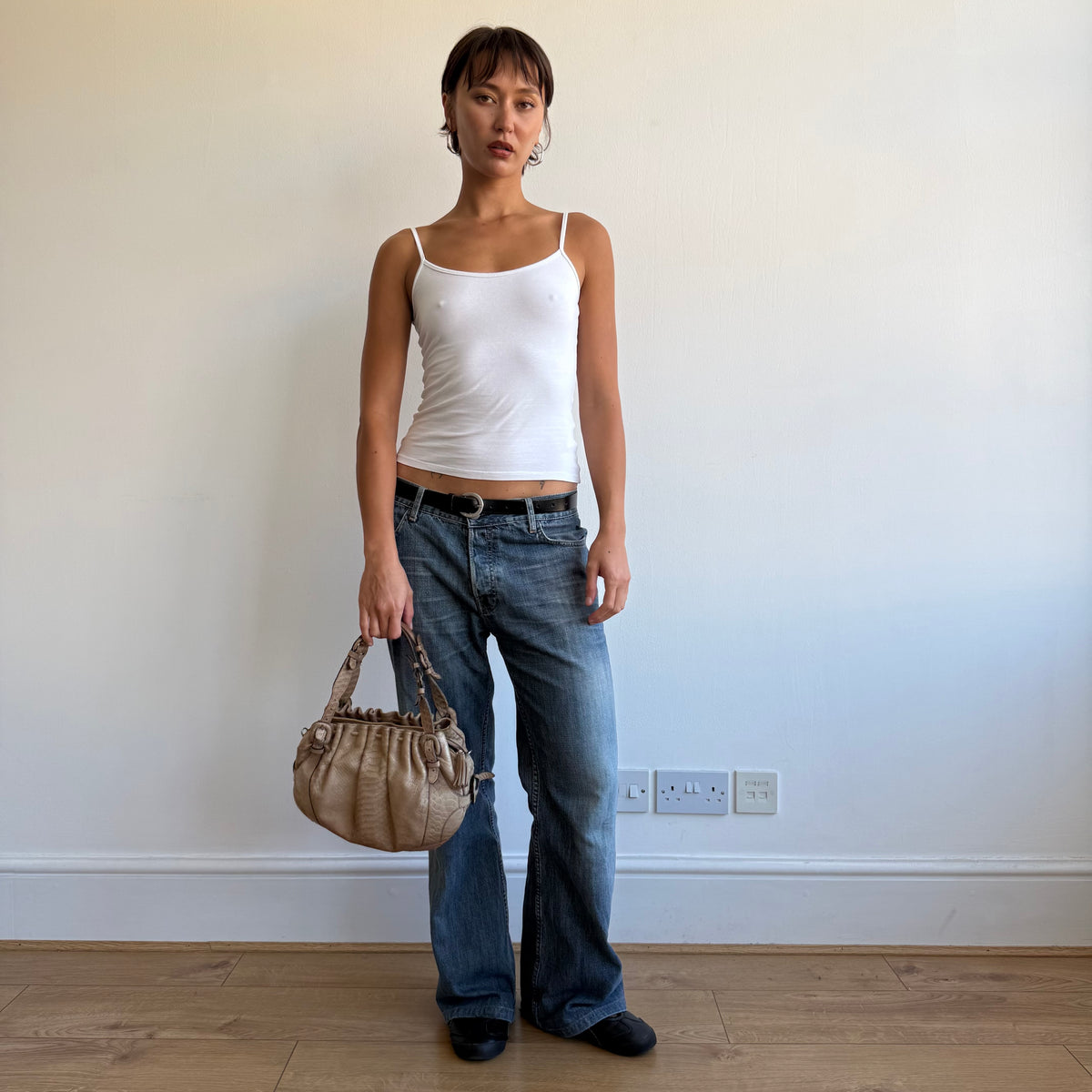 Beige snakeskin bag - One Size