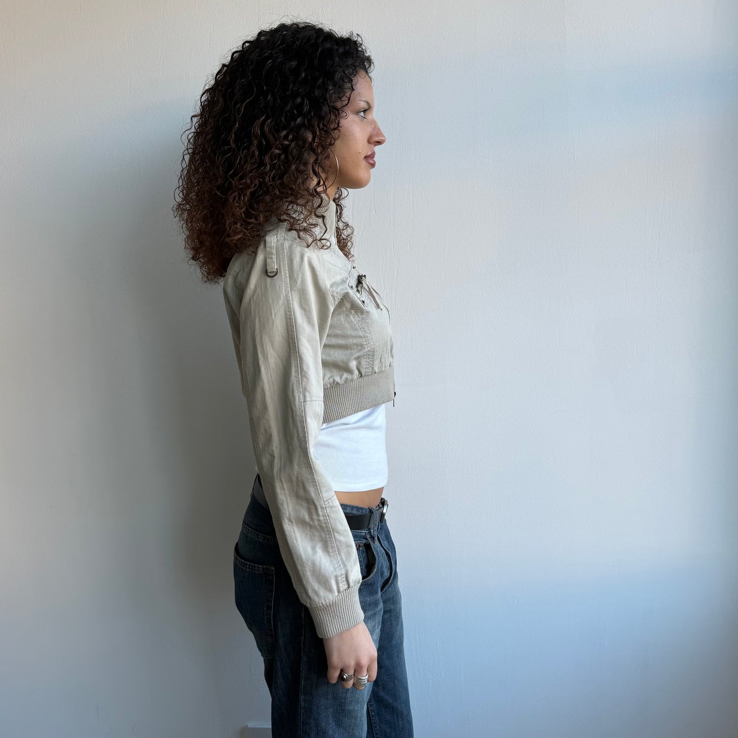Beige cropped cargo jacket - Size M