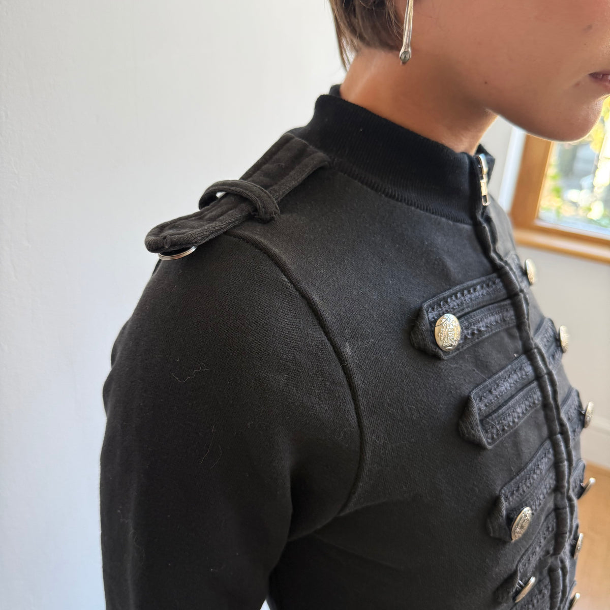 Black military zip up jumper - Size S
