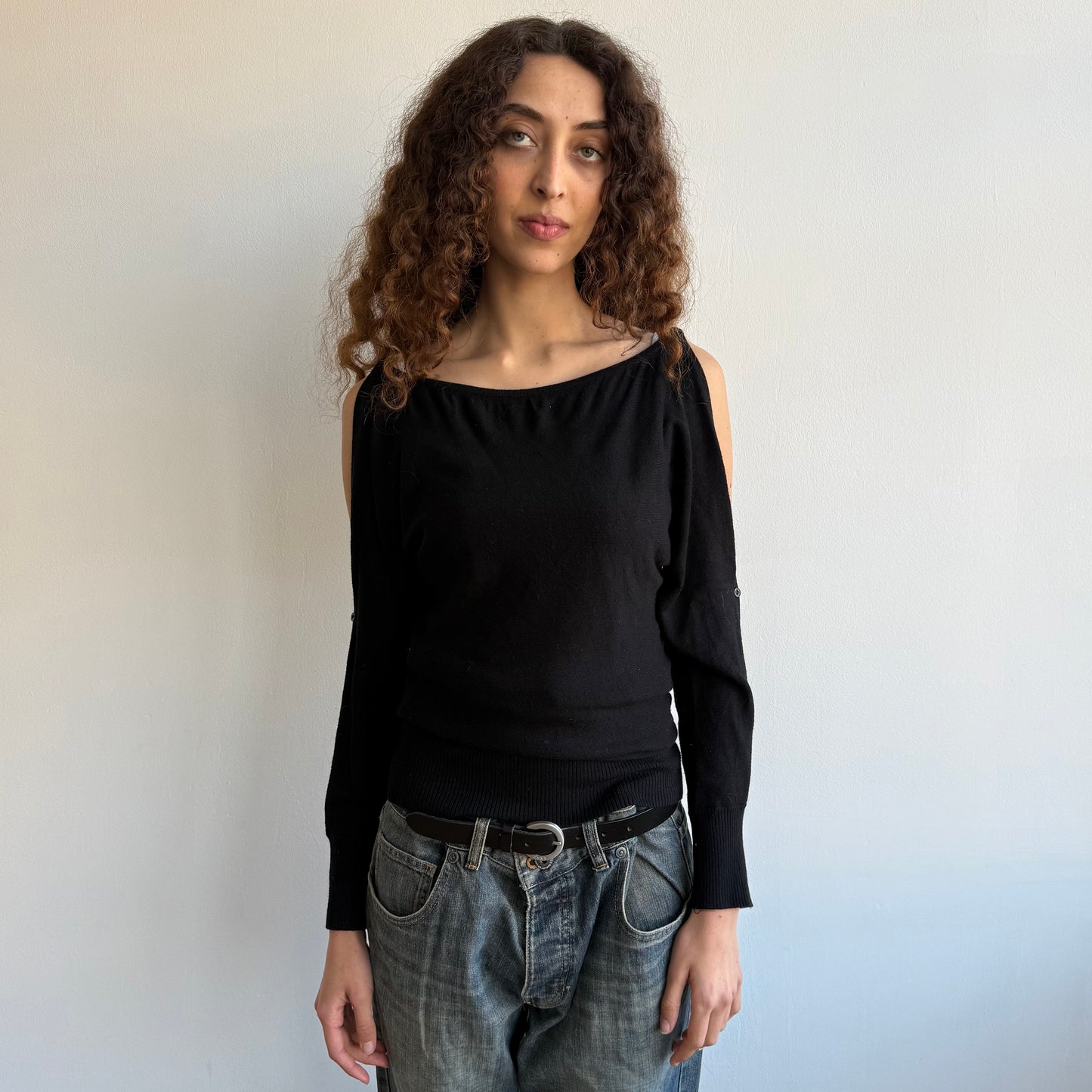 Black open arm button knit - Size S/M