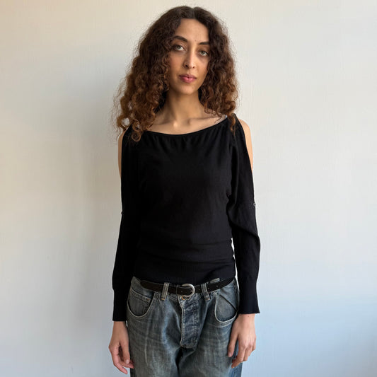 Black open arm button knit - Size S/M