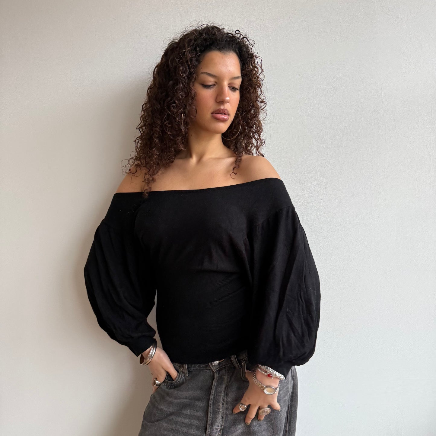 Black batwing knit - Size S