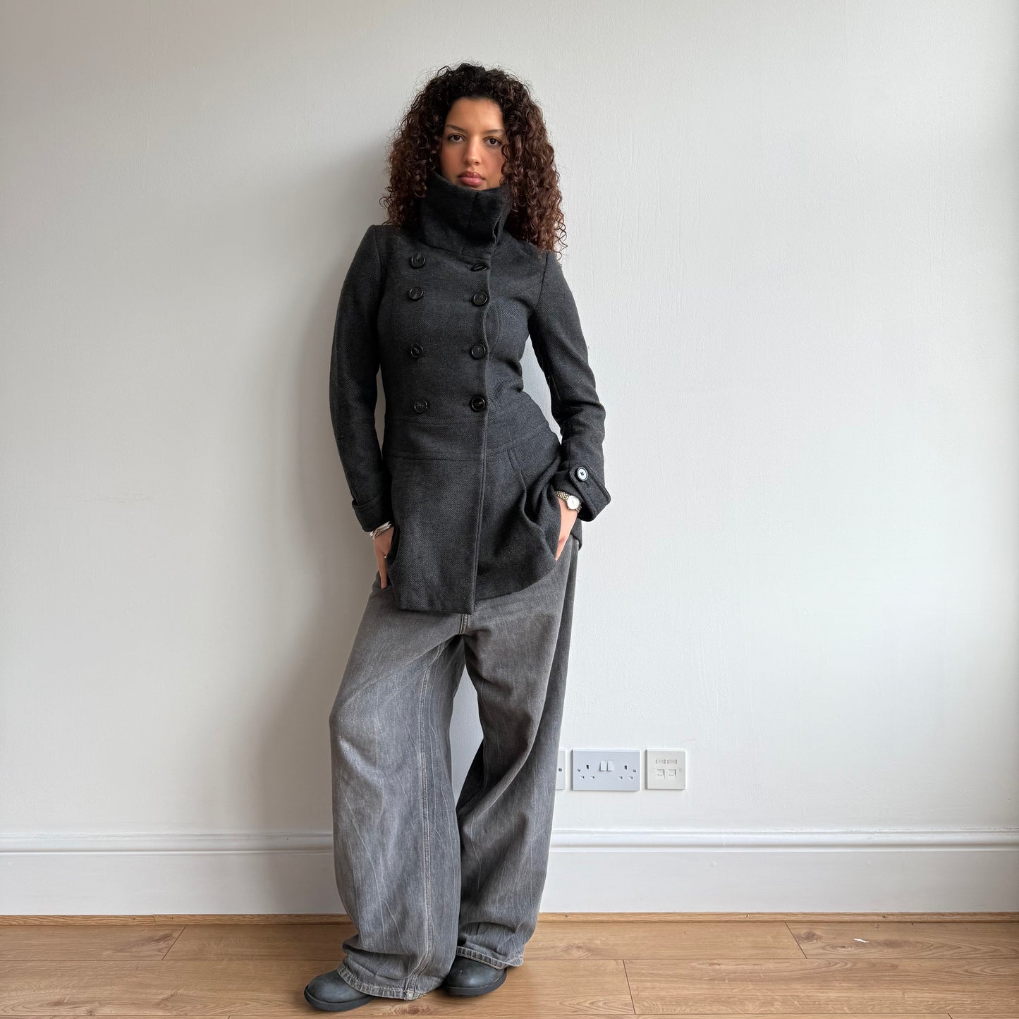 Grey peacoat dress - Size S