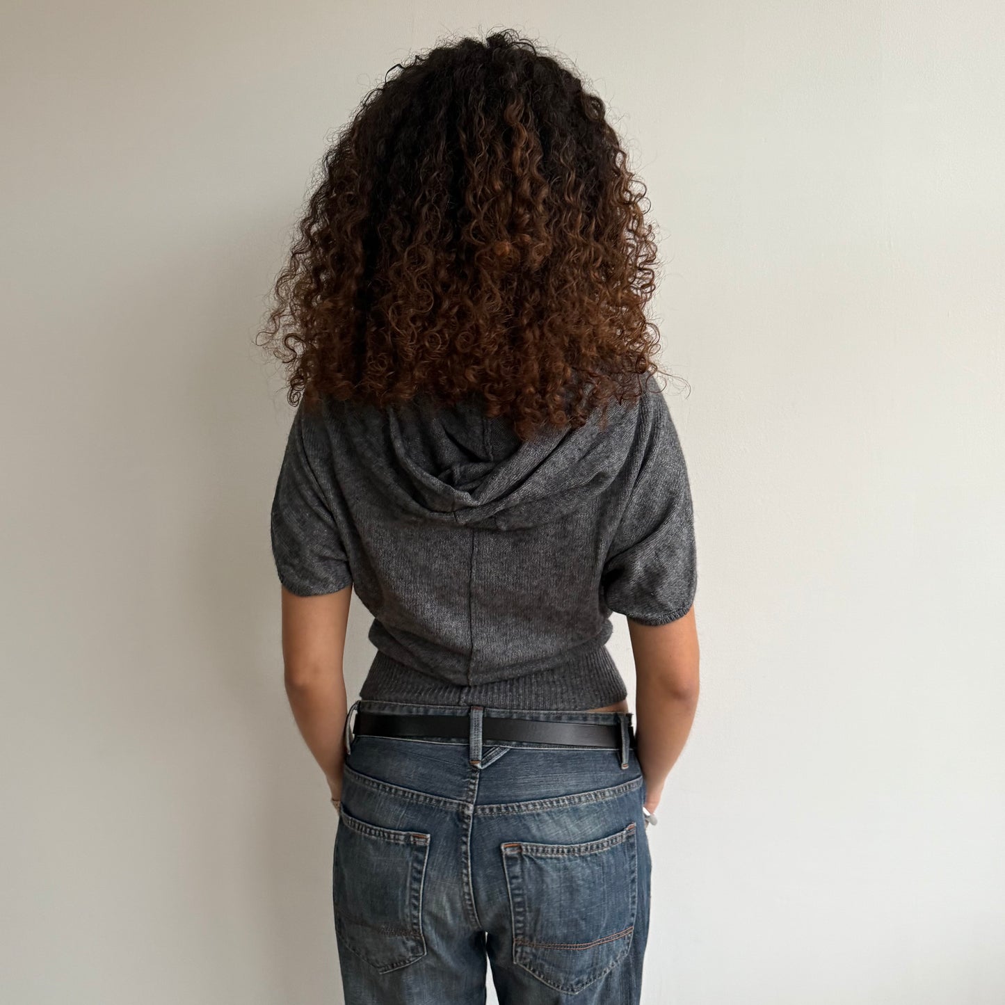 Grey knit hoodie - Size S/M