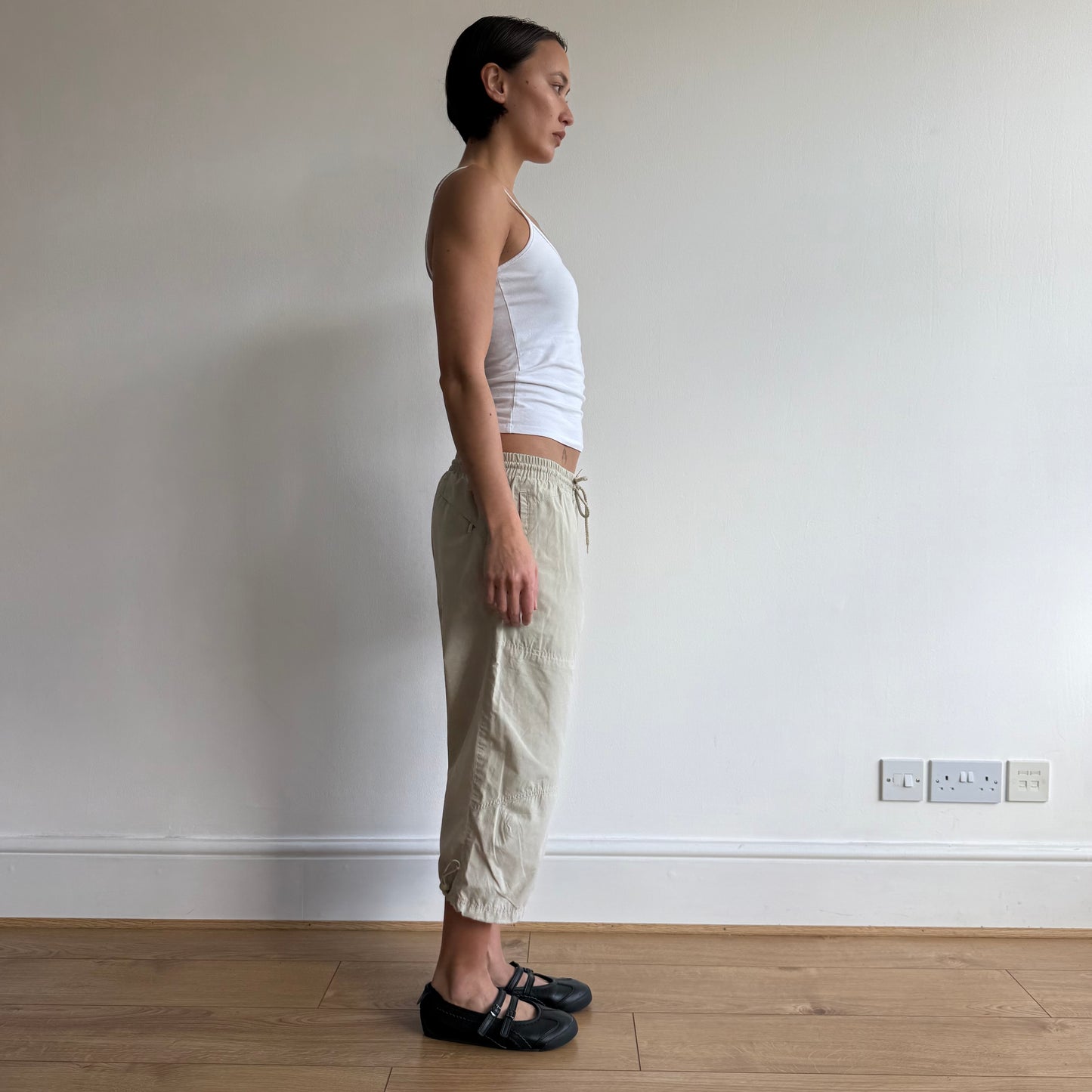 Beige Adidas cargo capris - Size S