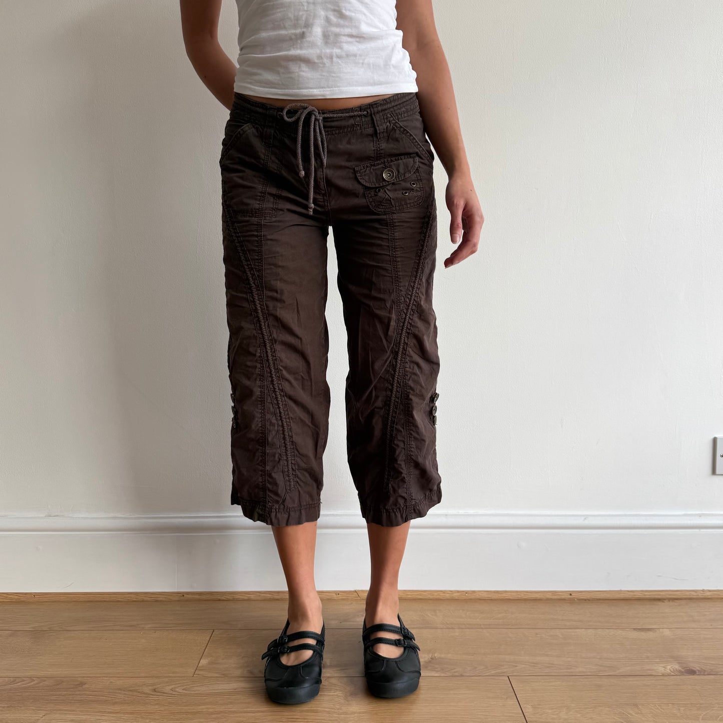 Brown corset back capris - Size S