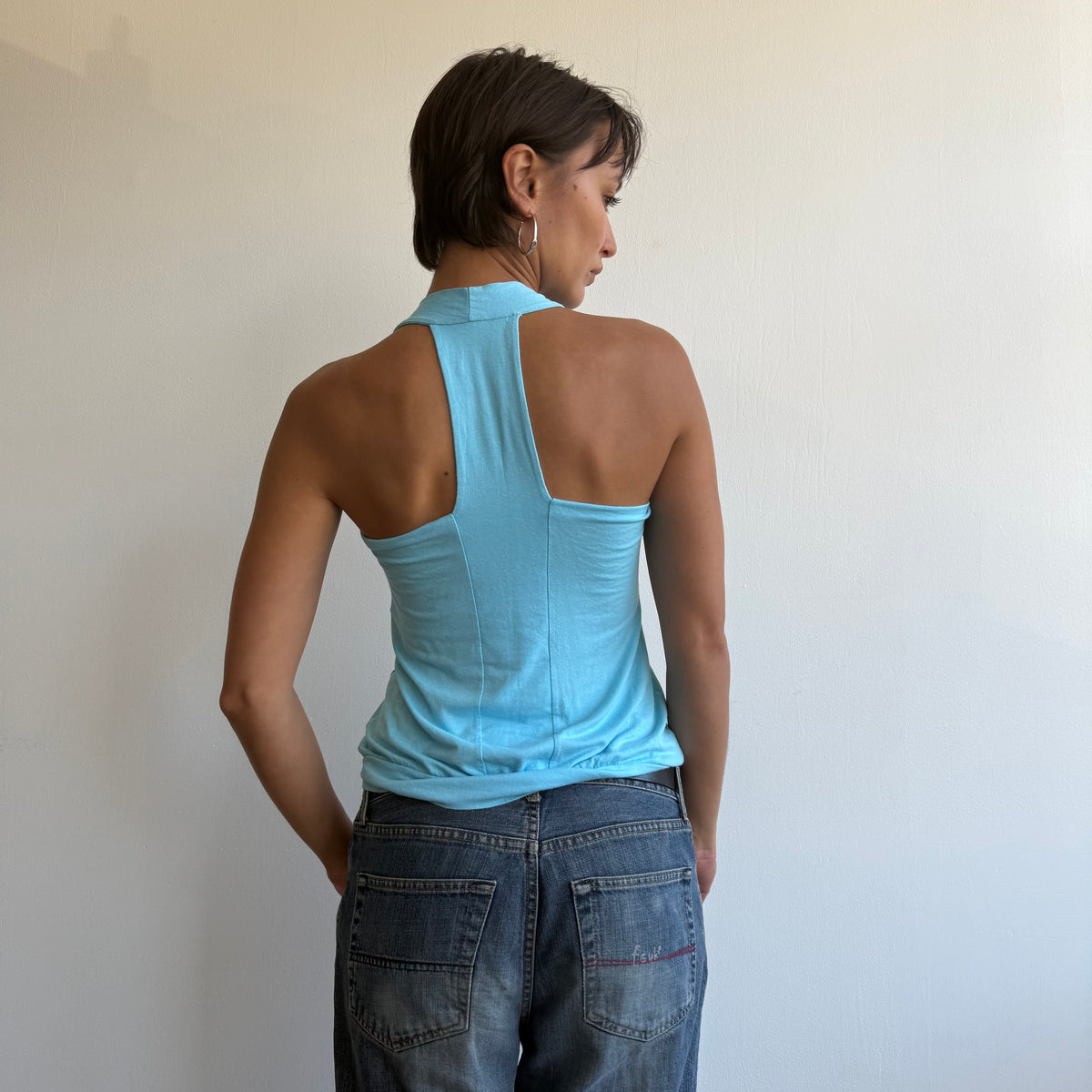 Blue v-neck tank top - Size S