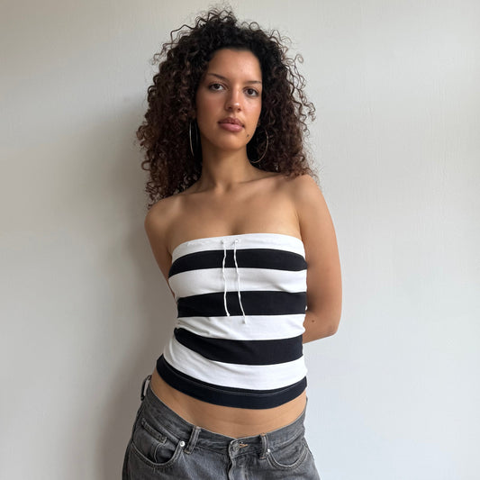Black and white striped bandeau - Size S