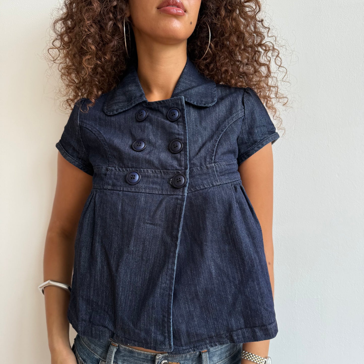 Denim short sleeve peacoat - Size S