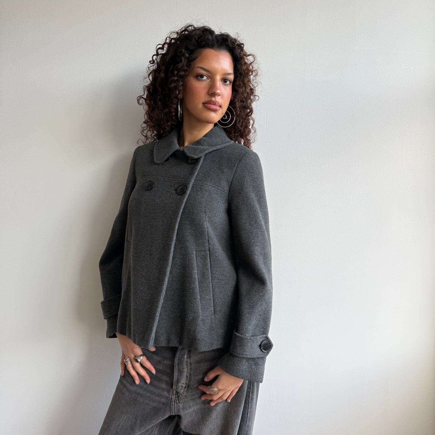 Dark grey peacoat - Size S