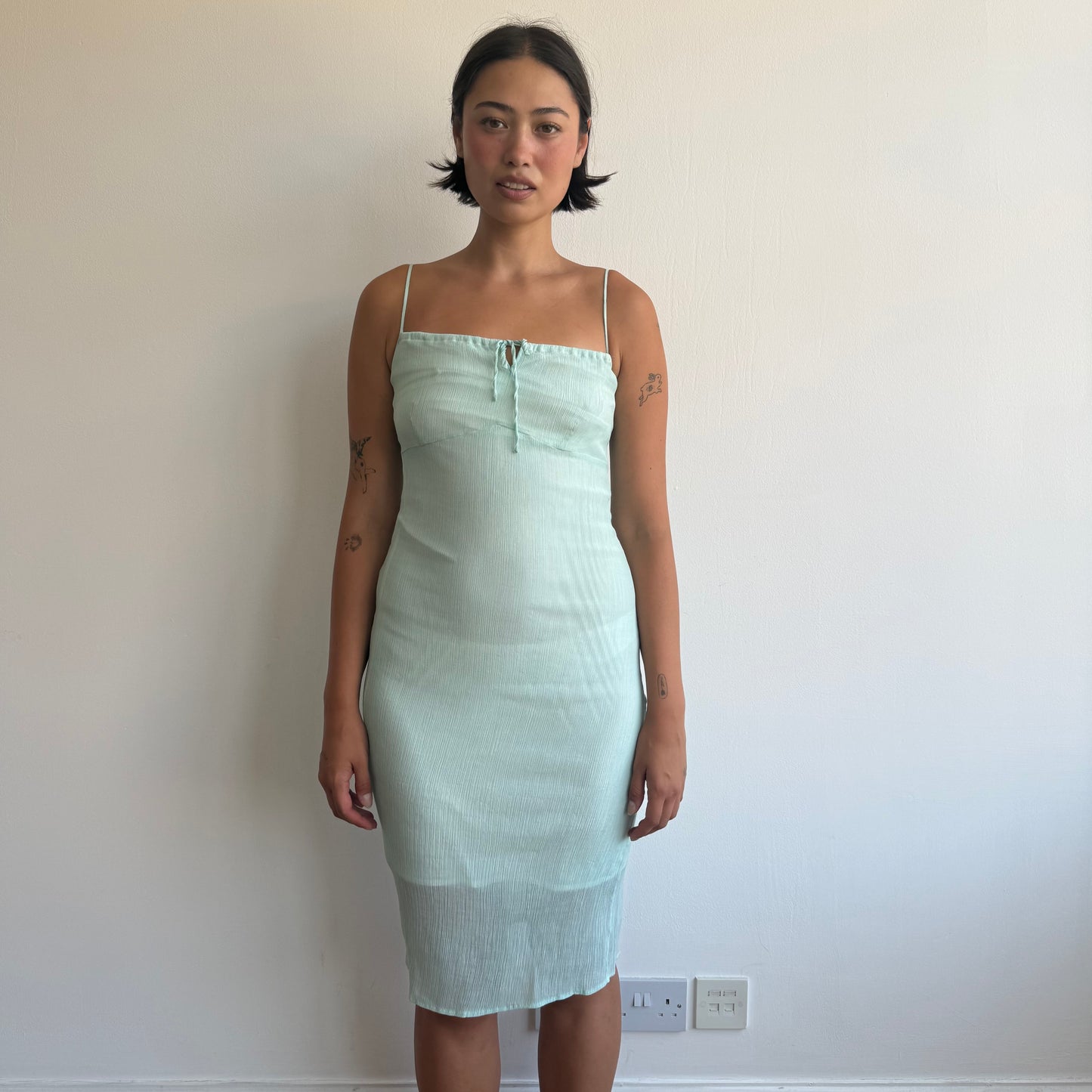 Turquoise chiffon midi dress - Size XS/S