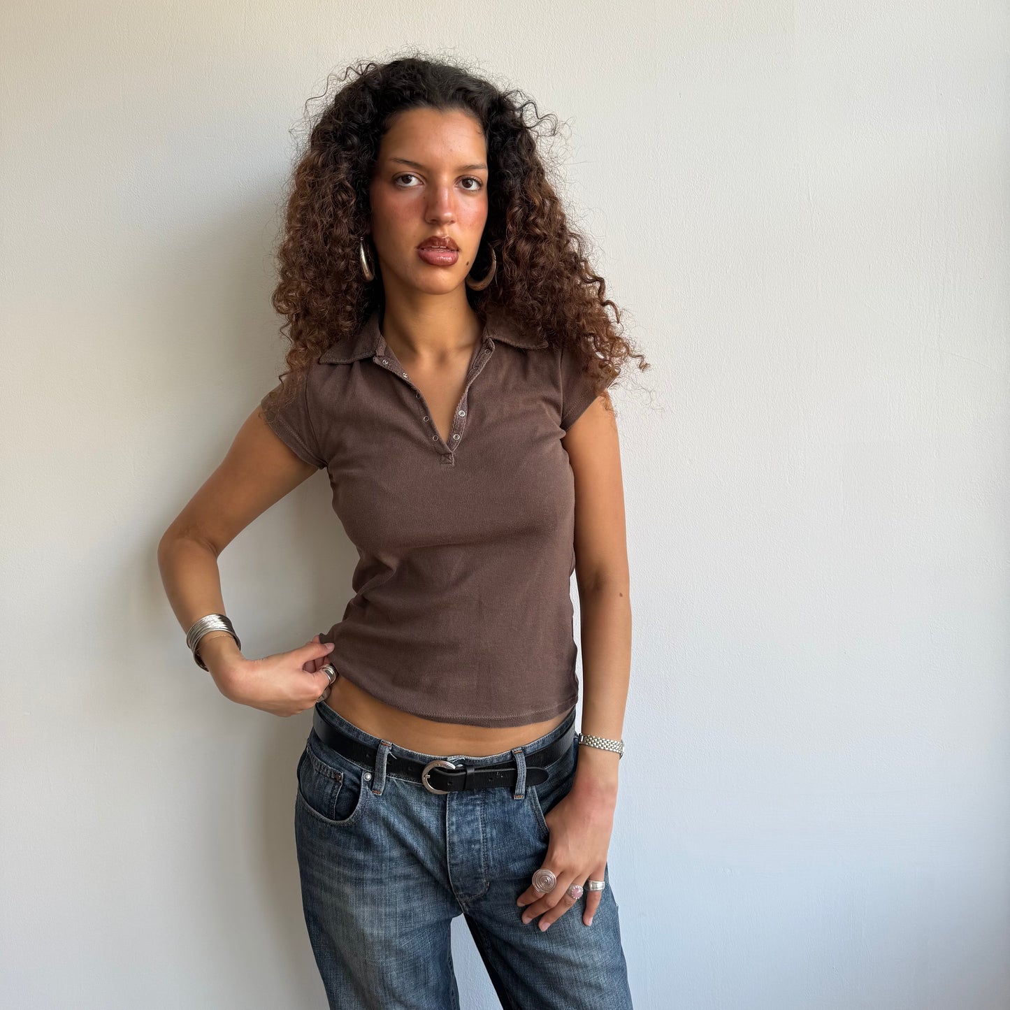 Brown polo top - Size S/M