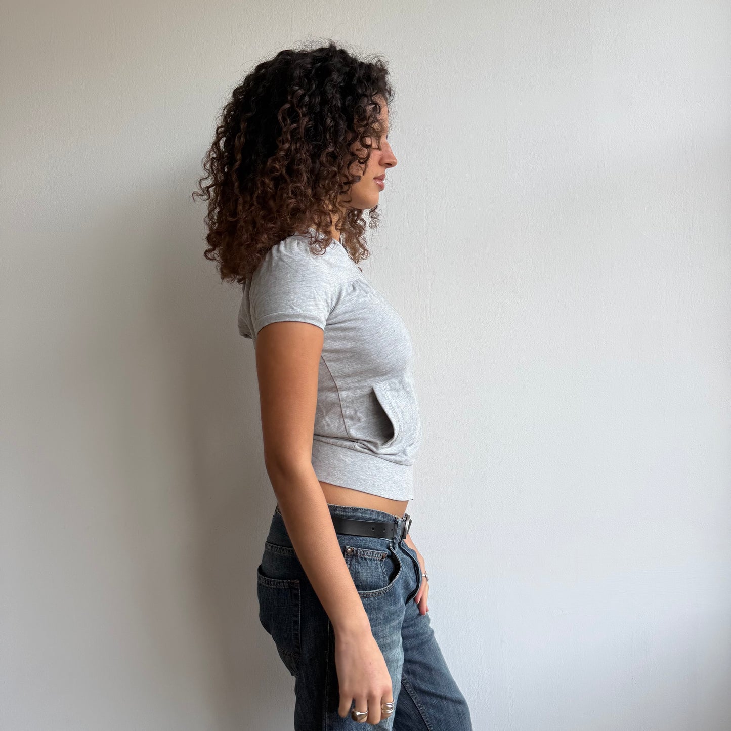 Grey short sleeve hoodie - Size S