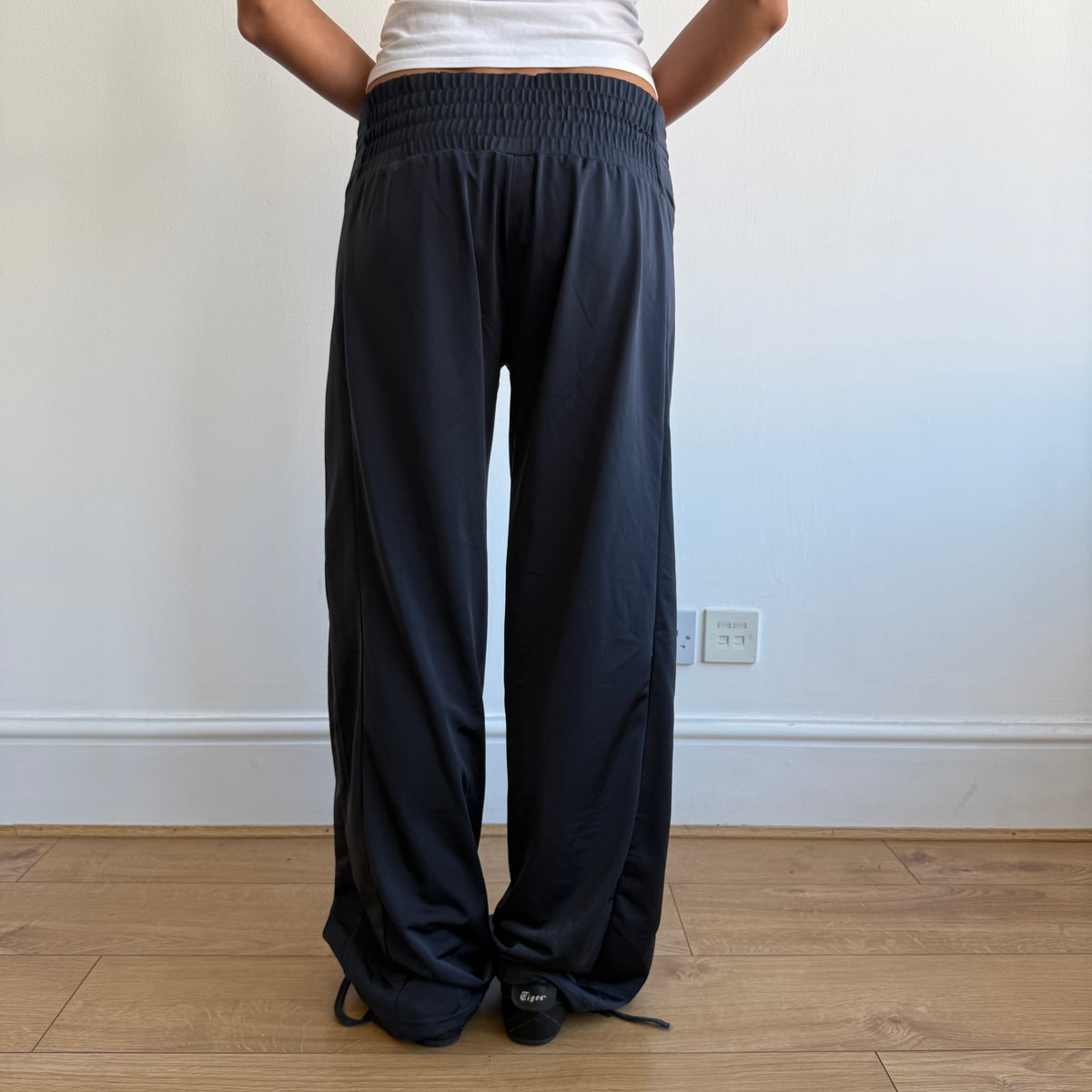 Navy + yellow Adidas track pants - Size M/L