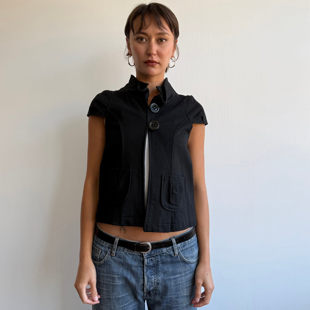 Black short sleeve peacoat - Size S