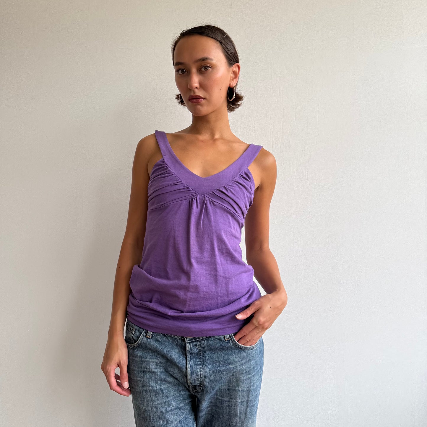 Purple cinched hem top - Size S