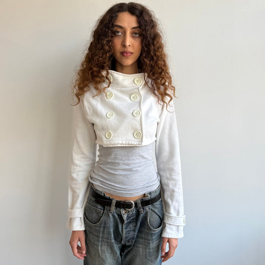 White cropped peacoat jumper - Size M