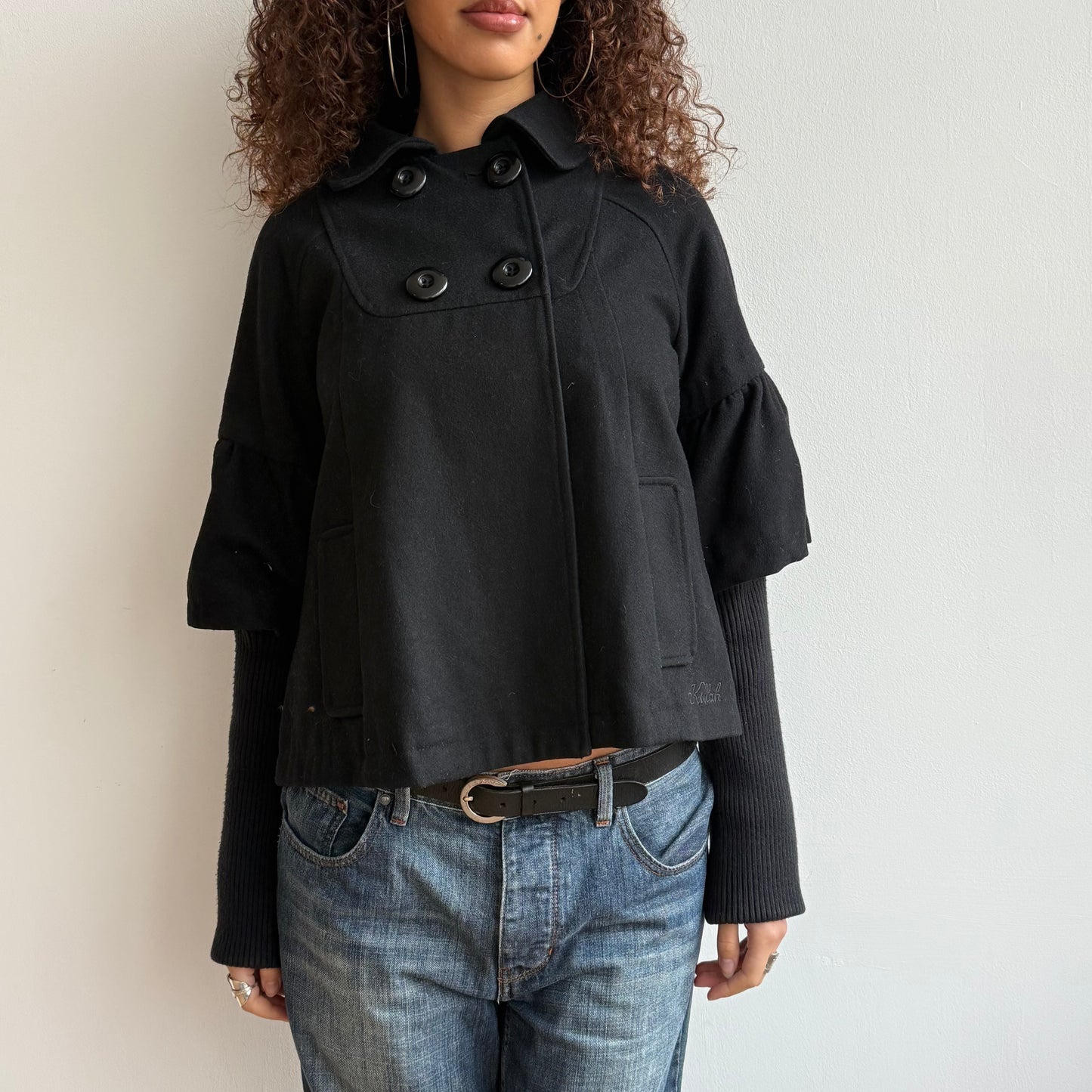 Black ‘Killah’ Miss Sixty peacoat - Size M