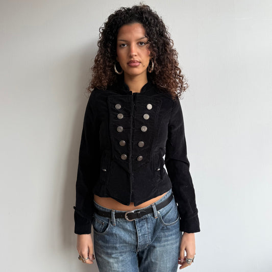 Black velvet military jacket - Size S