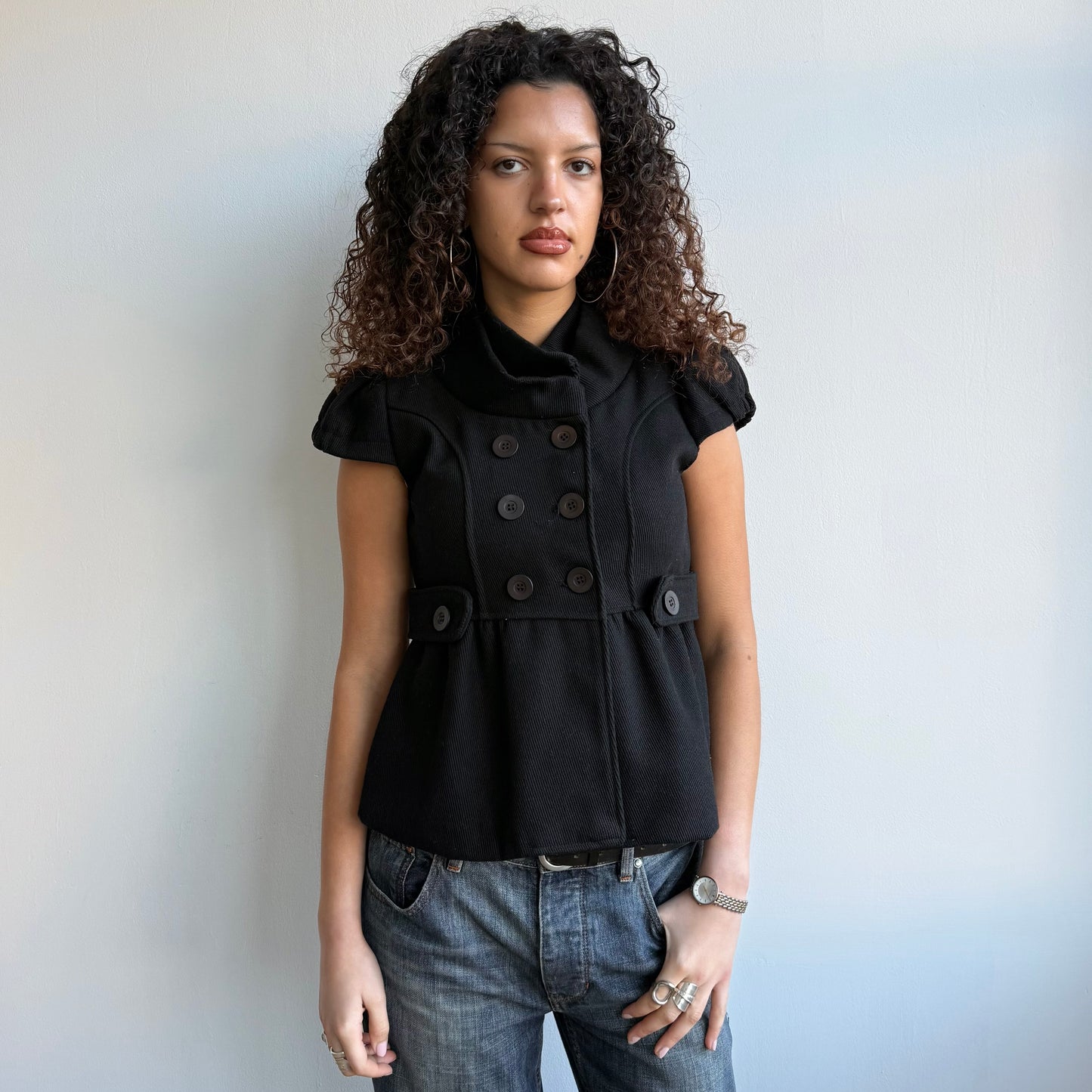 Back short sleeve peacoat - Size M