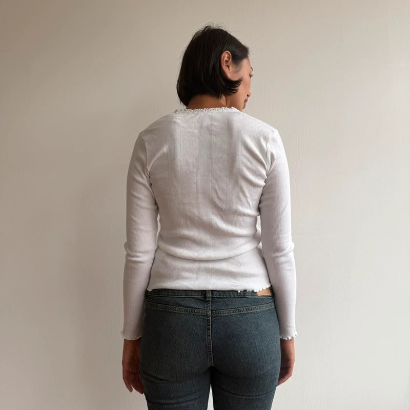 White ribbed trim cardigan - Size S-M