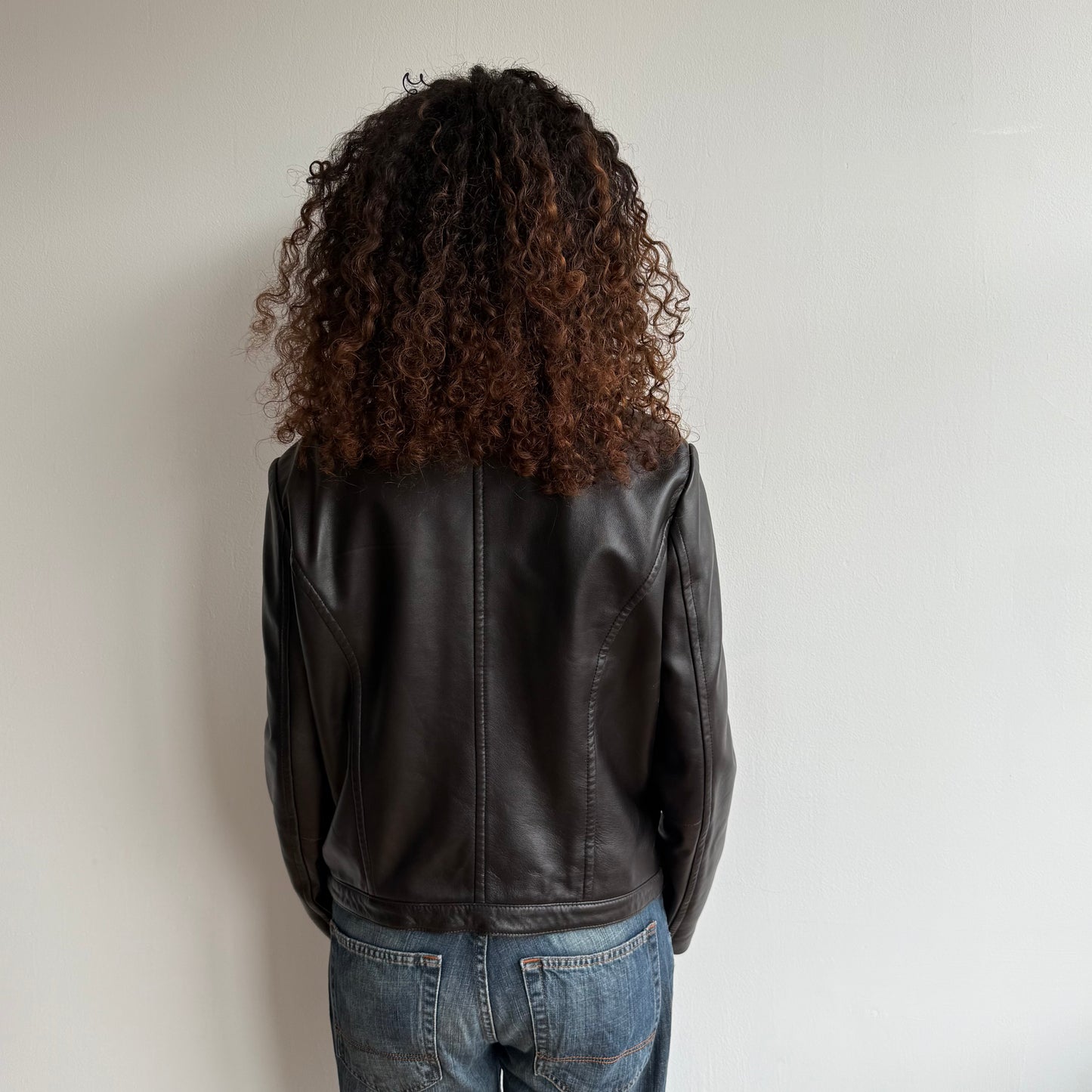 Brown leather jacket - Size M/L