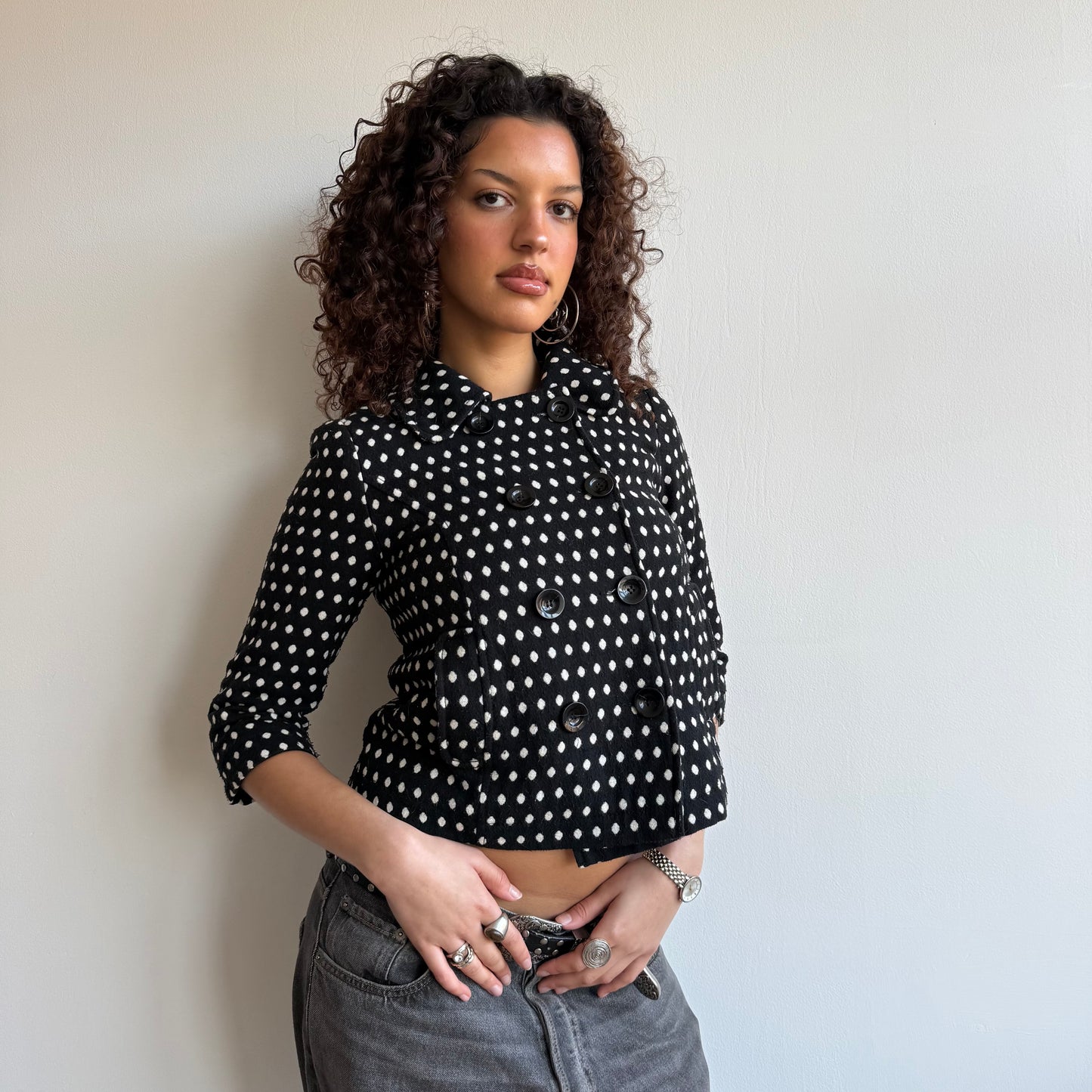 Polka dot peacoat - Size S