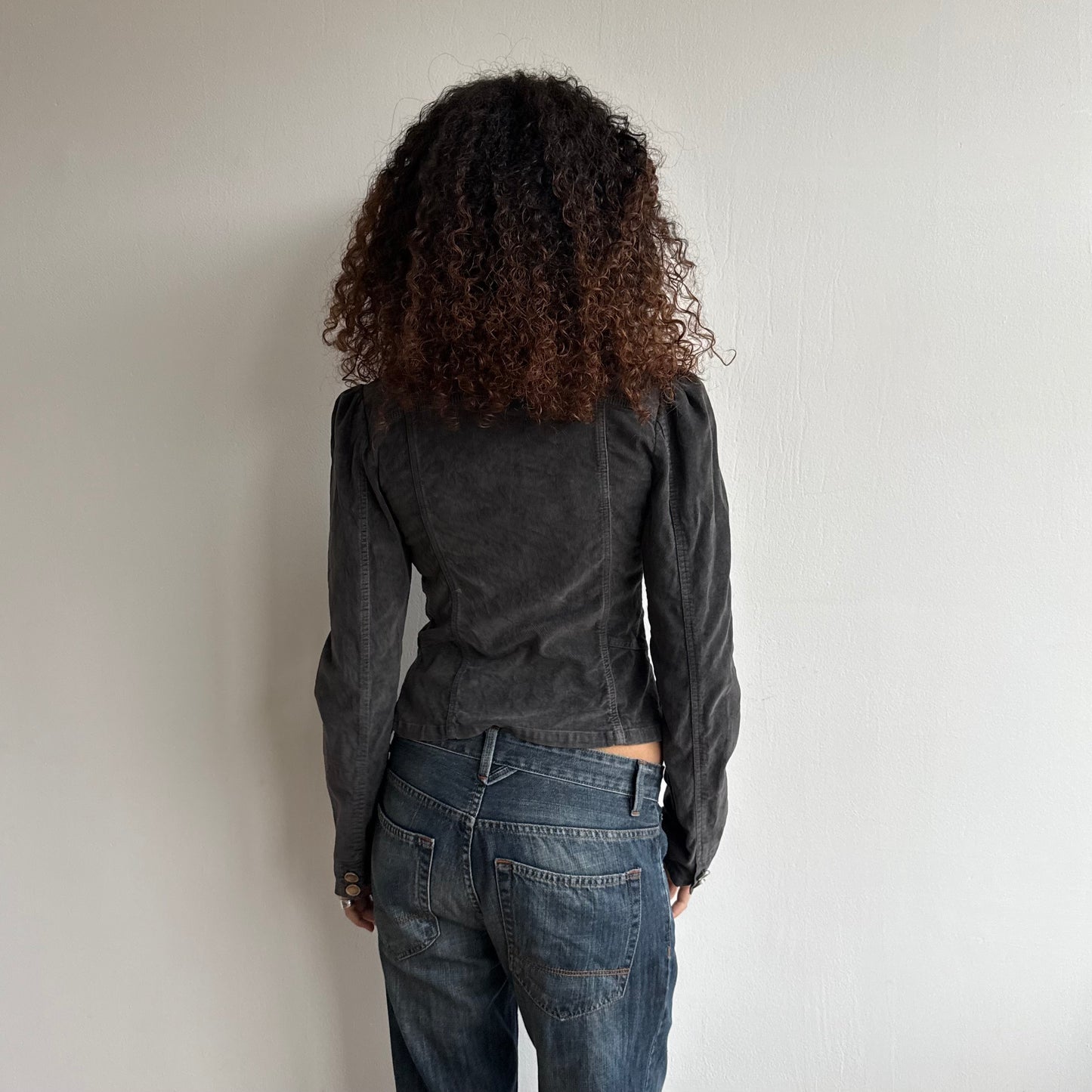 Grey velours military jacket - Size M