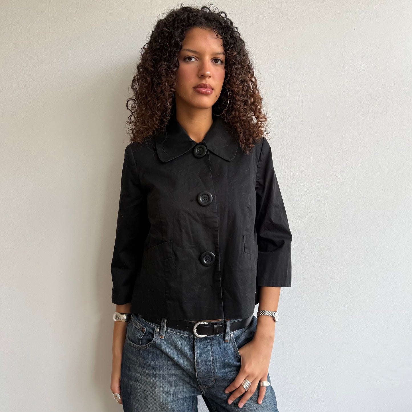 Black collar swing jacket - Size M